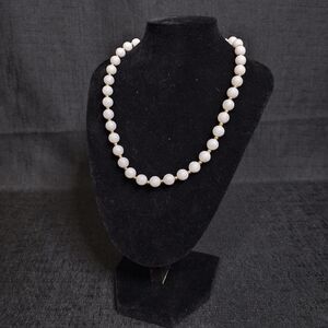 Elegant Monet White Beaded Necklace With Gold Tone Metal Accents
